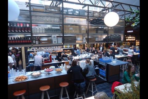 An enclosed courtyard houses a tapas bar